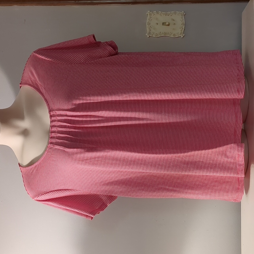 White Stag Short Sleeve Pleated Neck Tunic Top